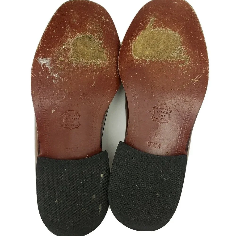 Stafford‎ Dress Shoes Mens 9.5M Brown Leather Croc Accent Slip On Loafer Casual